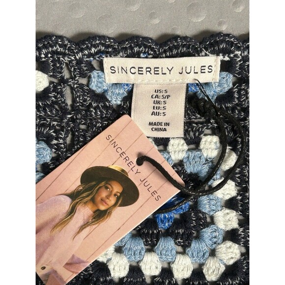 Sincerely Jules Crochet Crop Top Women Sm Boho Granny‎ Squares Cottagecore Fairy - Picture 7 of 10